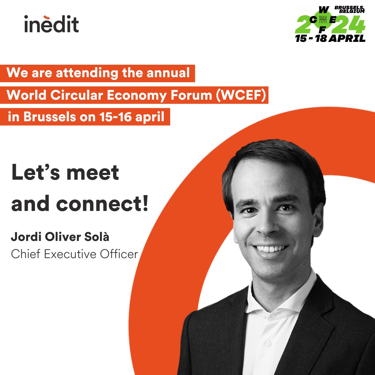In a week, our Chief Executive Officer, @JordiOliverSola, will be in Brussels to attend the @WCEF2024, the world's leading event for circular economy thinkers, doers, and leaders. Will you be there? Get in touch and let’s meet onsite! #circulareconomy #WCEF2024