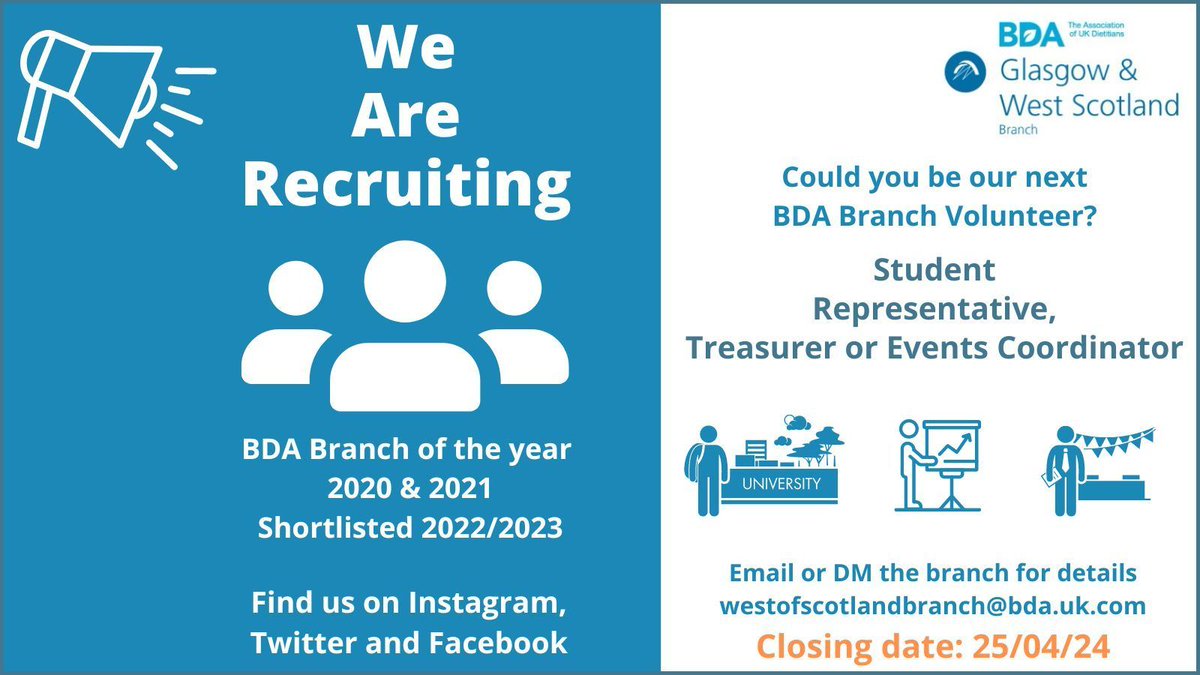 We have three fantastic committee openings with various start times spring/summer 2024. Please contact us for details or go to the BDA Volunteer page for further details and the application form for each role. We look forward to hearing from you 😀 buff.ly/48jN4eV