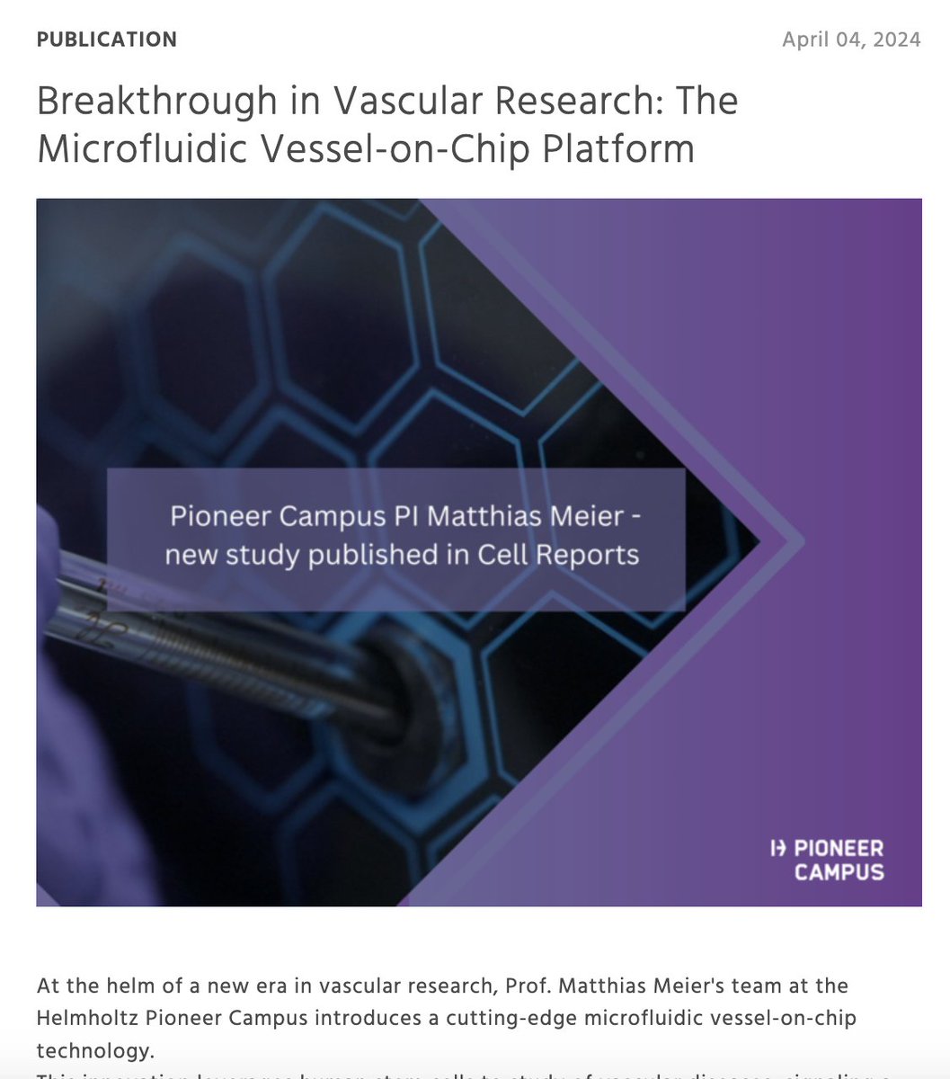 !! Paper alert !! @HelmholtzMunich @PioneerCampus A new microfluidic vessel on chip platform - accelerated human cardiovascular research - proven to genuinely recapitulate human atherosclerosis! pioneercampus.org/themenmenue-re… sciencedirect.com/science/articl… Congrats🎇 @Meier_Lab @UniLeipzig