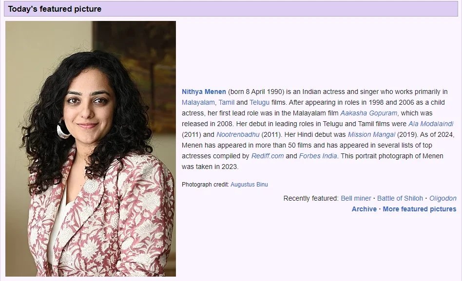 Nithya Menen is featured on Wikipedia today.
@MenenNithya #nithyamenen #DearExes #KadhalikkaNeramillai #aaraamthirukalpana