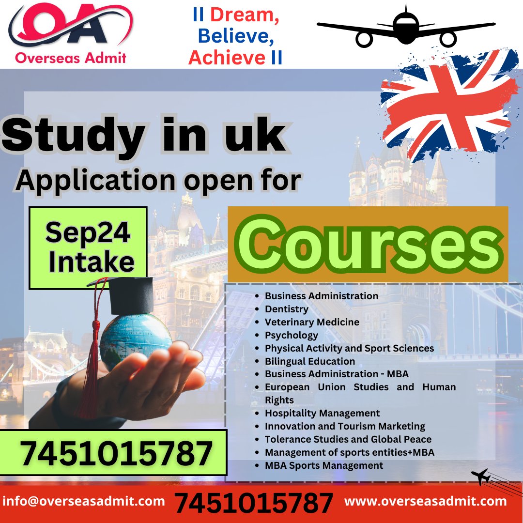 Unlock Your Future: Study in the UK 🎓✈️ September 2024 Intake Now Open! Explore Exciting Opportunities and Secure Your Spot Today. #StudyAbroad #UKEducation #SeptemberIntake2024 #overseasadmit