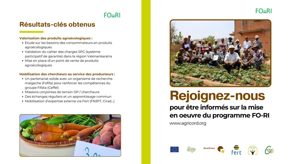 🌱Programme #FORI Découvrez ici 𝗰𝗼𝗺𝗺𝗲𝗻𝘁 𝗹𝗲𝘀 𝗮𝗴𝗿𝗶𝗰𝘂𝗹𝘁𝗲𝘂𝗿𝘀 𝗺𝗮𝗹𝗴𝗮𝗰𝗵𝗲𝘀 𝗿𝗲́𝗮𝗹𝗶𝘀𝗲𝗻𝘁 𝘂𝗻𝗲 𝗿𝗲𝗰𝗵𝗲𝗿𝗰𝗵𝗲-𝗮𝗰𝘁𝗶𝗼𝗻 avec le soutien de l’Agri-agence Fert et du groupe @FFifata. 💶 @EU_Commission @PressACP 👉 agricord.org/en/factsheets-…