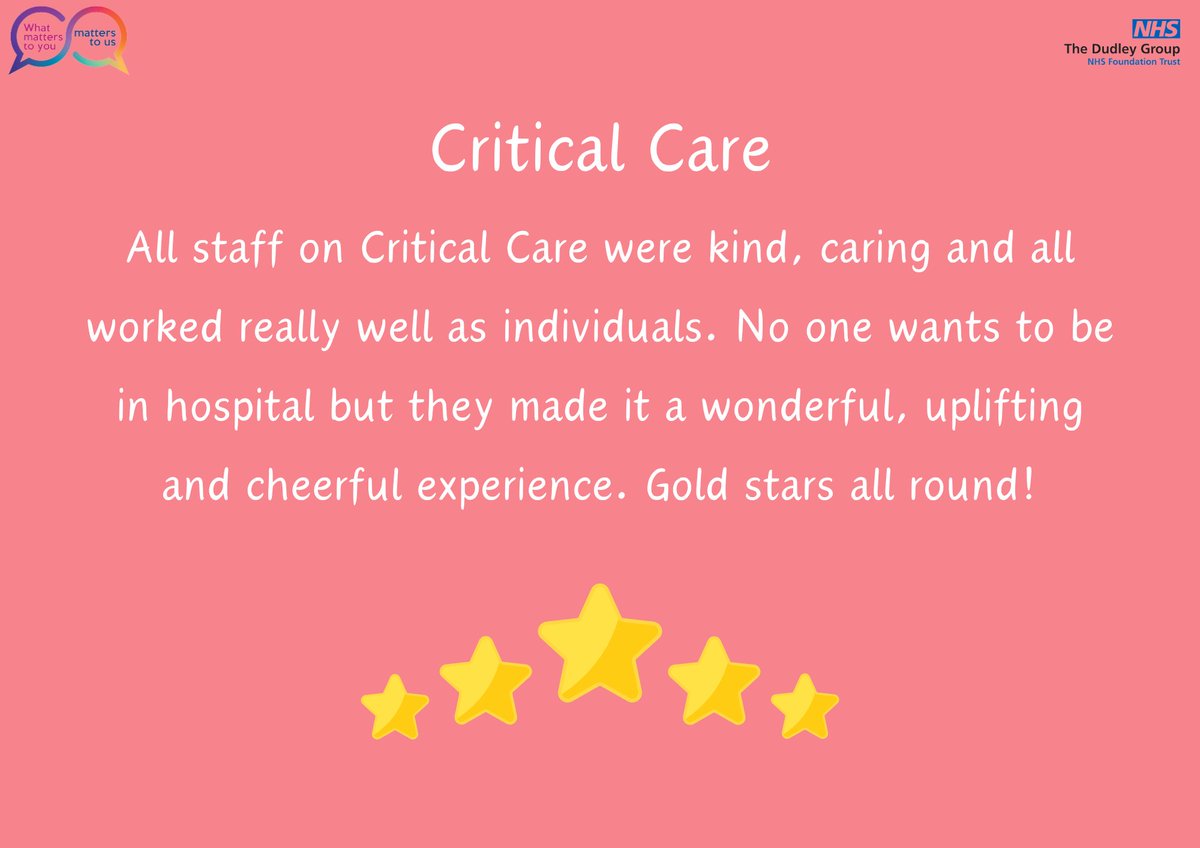 Great feedback for our Critical Care team! it is great to hear you are providing an uplifting experience @jillfaulkner65 @DudleyGroupCEO @MataMorris_SK @DudleyGroupNHS