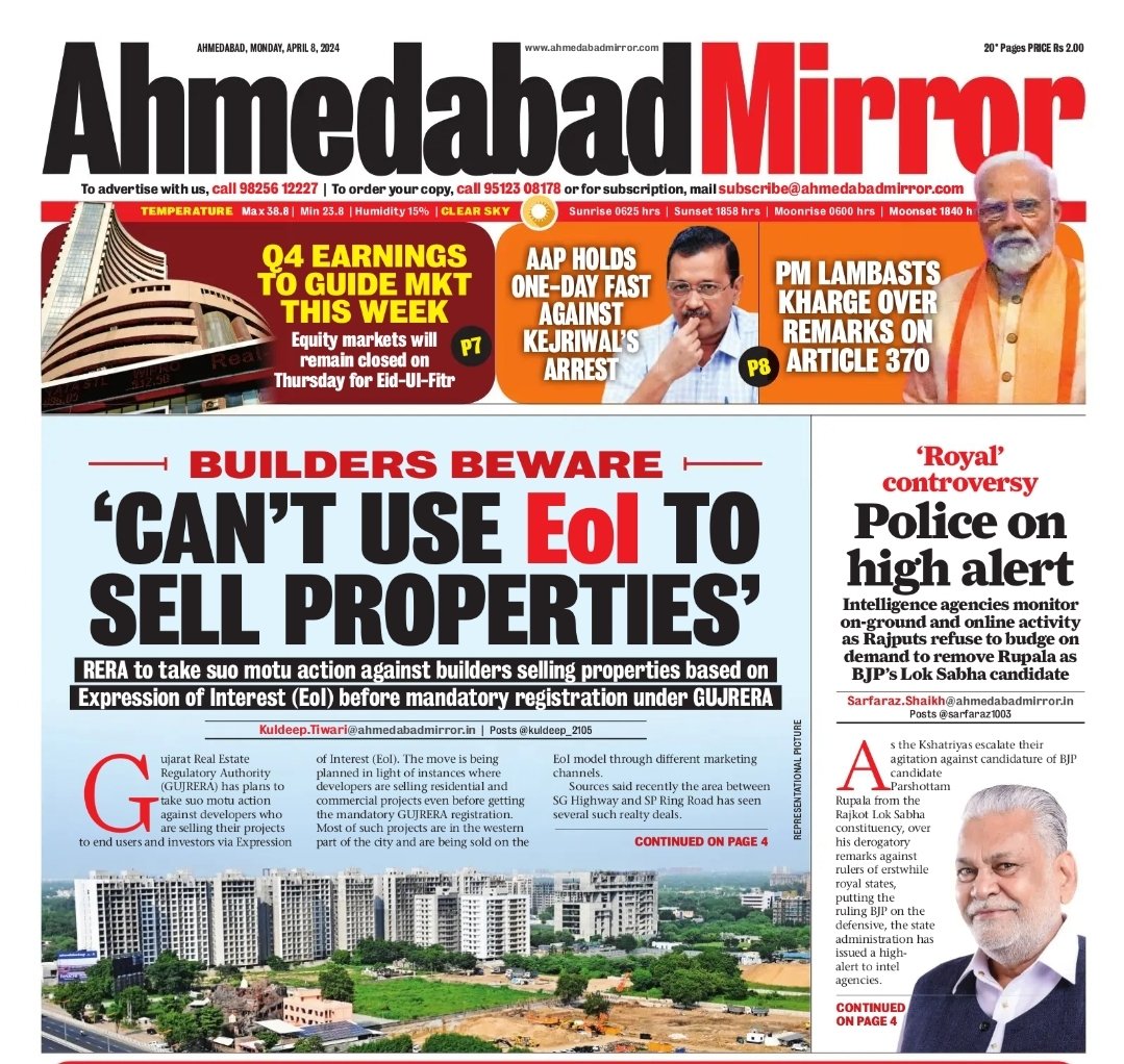 kuldeep_2105's tweet photo. #Developers can't use #ExpressionOfInterest (EoI) to sell #properties: #GujRERA

#RERA to take Suo Motu action against #Builders selling properties based on #EoI before mandatory registration under GUJRERA

Read More:
https://t.co/MfGrXmoMjo

#CoverStory #RealEstate #realty #news https://t.co/ZWS5LzzJAg