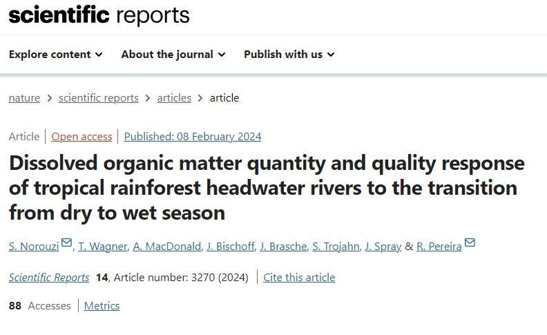 New publication by alumnus of the @HWK_IAS Ryan Pereira of @HeriotWattUni et al.: 'Dissolved organic matter quantity and quality response of tropical rainforest headwater rivers to the transition from dry to wet season', in: @nature Scientific Reports buff.ly/3uzcp6l