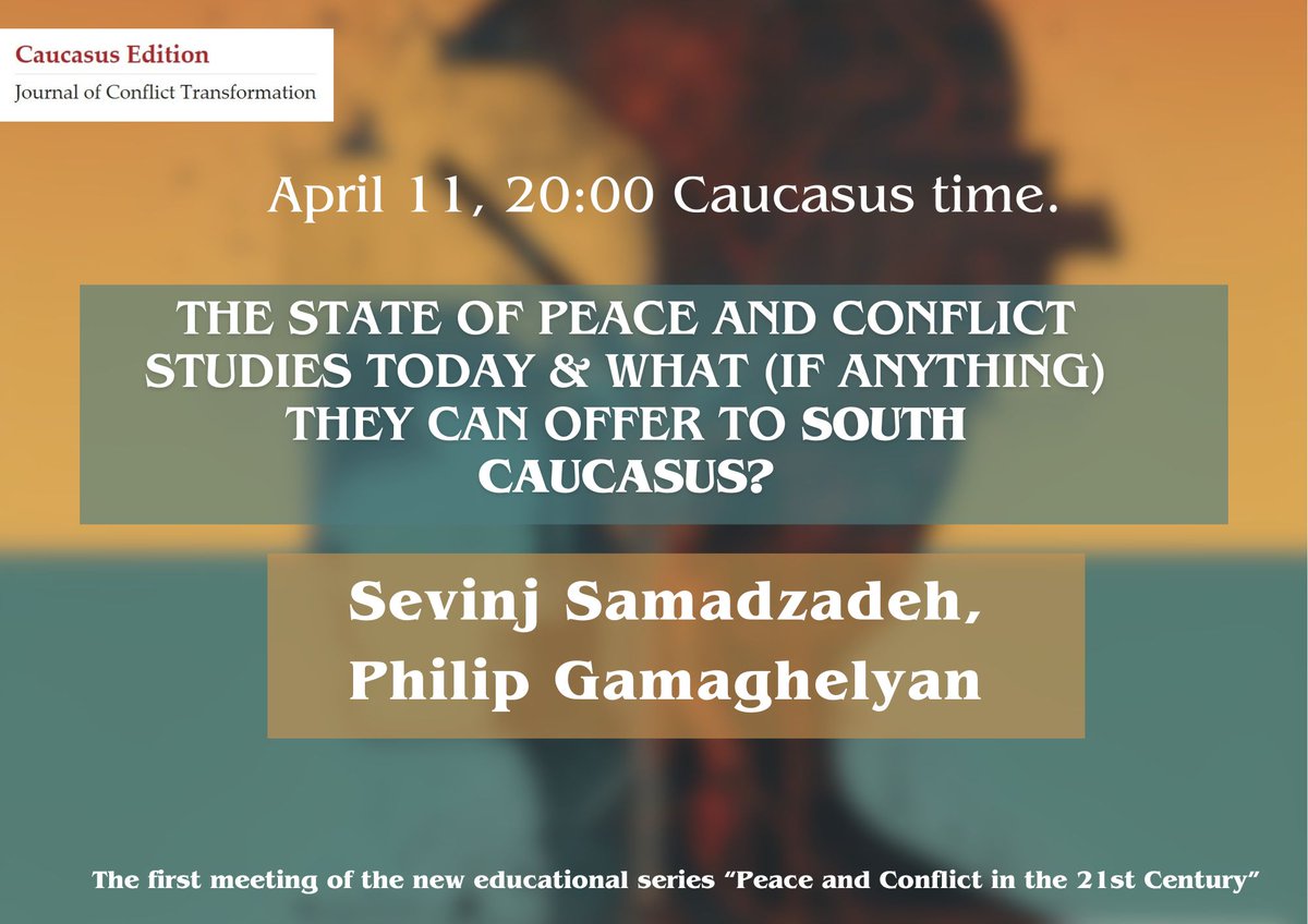 We launch a new education series on Peace and Conflict Studies! <a href="/SamadzadeSevinj/">Sevinj Samadzade</a> and <a href="/PhilGamaghelyan/">Phil Gamaghelyan</a> will discuss the transformations of the field; why traditional peacebuilding approaches have fallen short and what insights it can offer us today.
LINK: shorturl.at/xyDLN