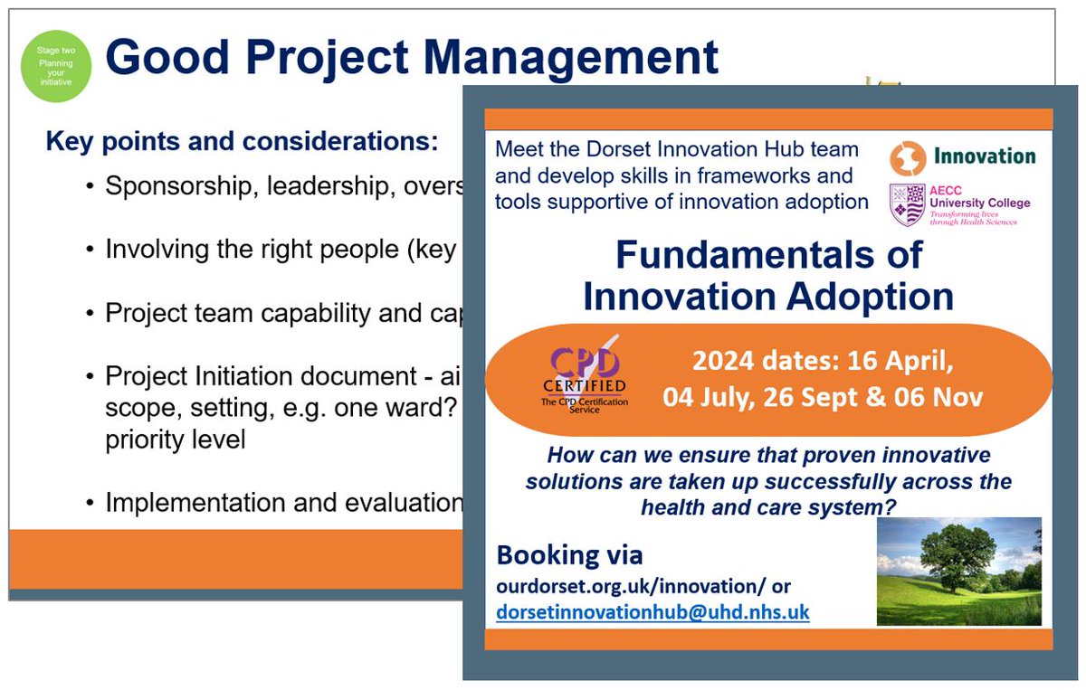 Project planning & management needs significant proportion of time in #improvement projects but is key to success. Join #DorsetInnovationHub Fundamentals of Innovation Adoption training 2 learn more about good project management & links 2 helpful resources forms.office.com/e/3zmZSidu6H