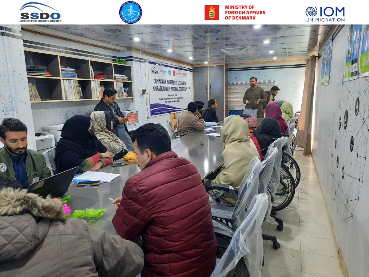 With support from @DanishMFA , IOM Pakistan collaborated with SSDO Pakistan and Federal Investigation Agency (FIA), to conduct an awareness-raising campaign with Marginalized Group about Irregular Migration. #community #Quetta