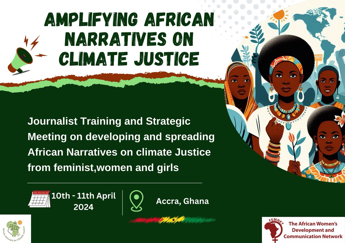 Mark your calendars!🗓️️ Our Journalist Training & Strategic Meeting on African Climate Justice narratives is just 2 days away!✊ We're here to empower media practitioners across the continent🌍to develop & share powerful narratives that ignite change. #AfricanFeministStories