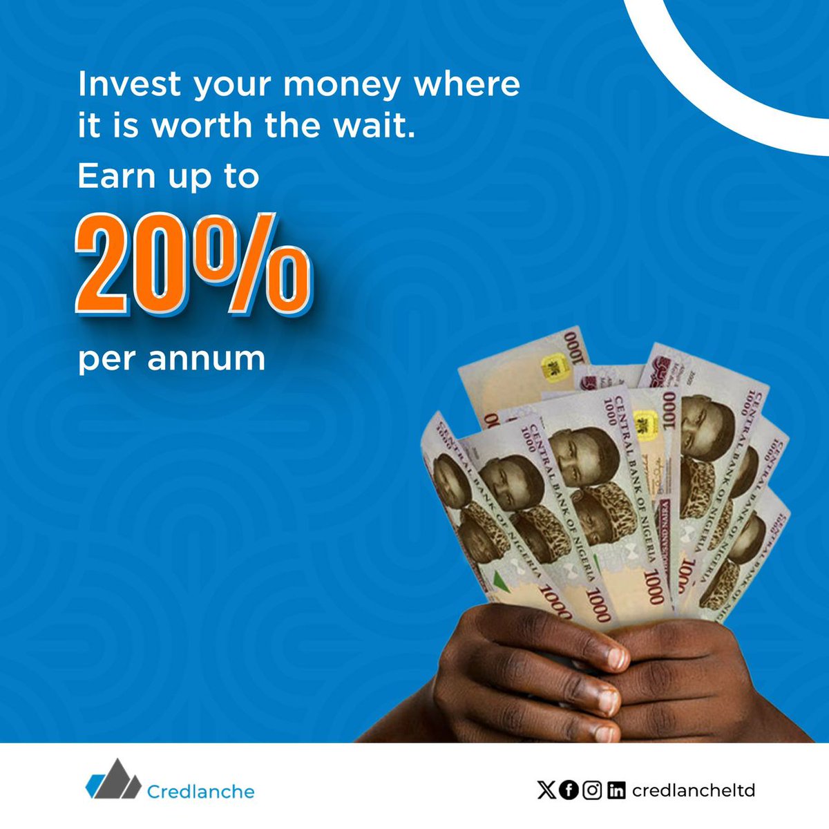 Invest with Credlanche and earn up to 20% per annum. What are you waiting for? Invest now!

#credlanche #investnow