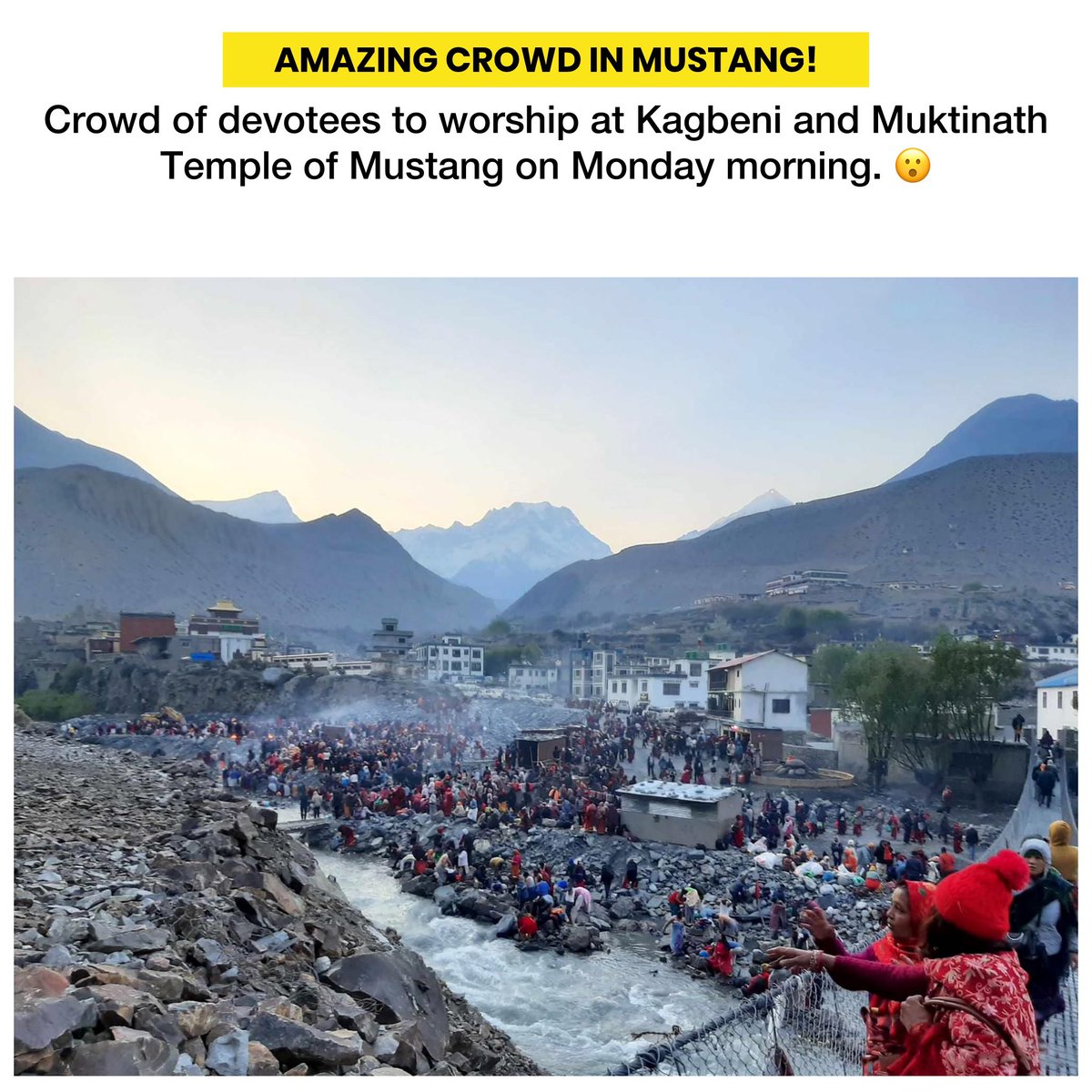 AMAZING CROWD: Hundreds of thousands of domestic and foreign devotees flocked to worship at Kagbeni and the Muktinath Temple in the Mustang district of Nepal on Monday morning.

Photo: Santosh Gautam / RSS
#kagbeni #muktinath #mustang #visitnepal #nonextquestion