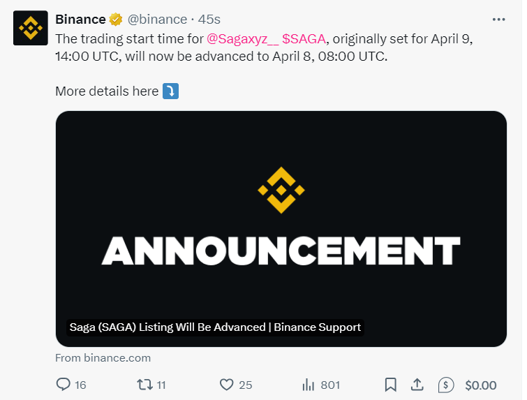 FrauBelz's tweet photo. OMG! 
It's today!!!!!!! 
$SAGA today in Binance!
What about the airdrop? 
@Sagaxyz__ https://t.co/DCUnz8ofoI