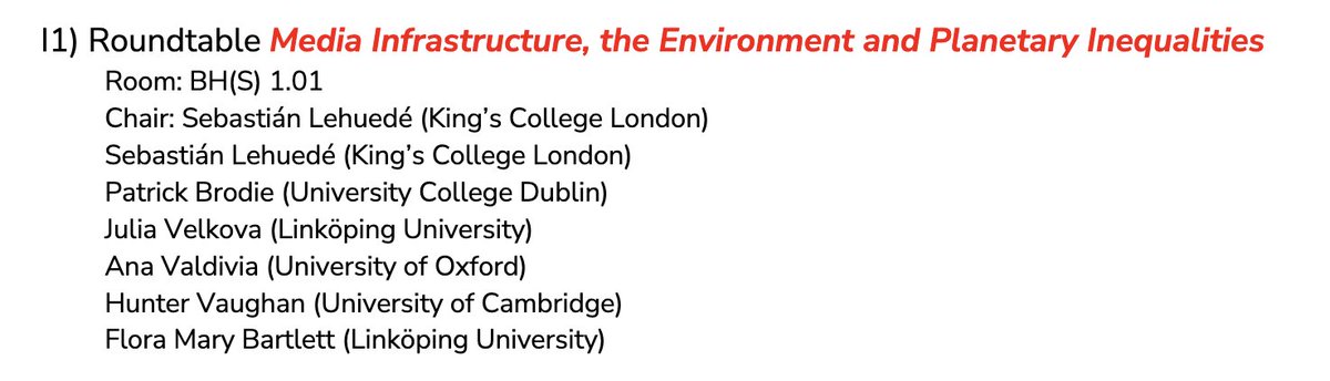 Media Industries conference at KCL is taking place next week! I'll be joining a roundtable on infrastructure and the environment on Thurs 18 April at 11:15 with @patbrodie337, @ana_valdi, @jvelkova, @drhuntervaughan and Flora M Bartlett 👇 Full porgramme: media-industries.org