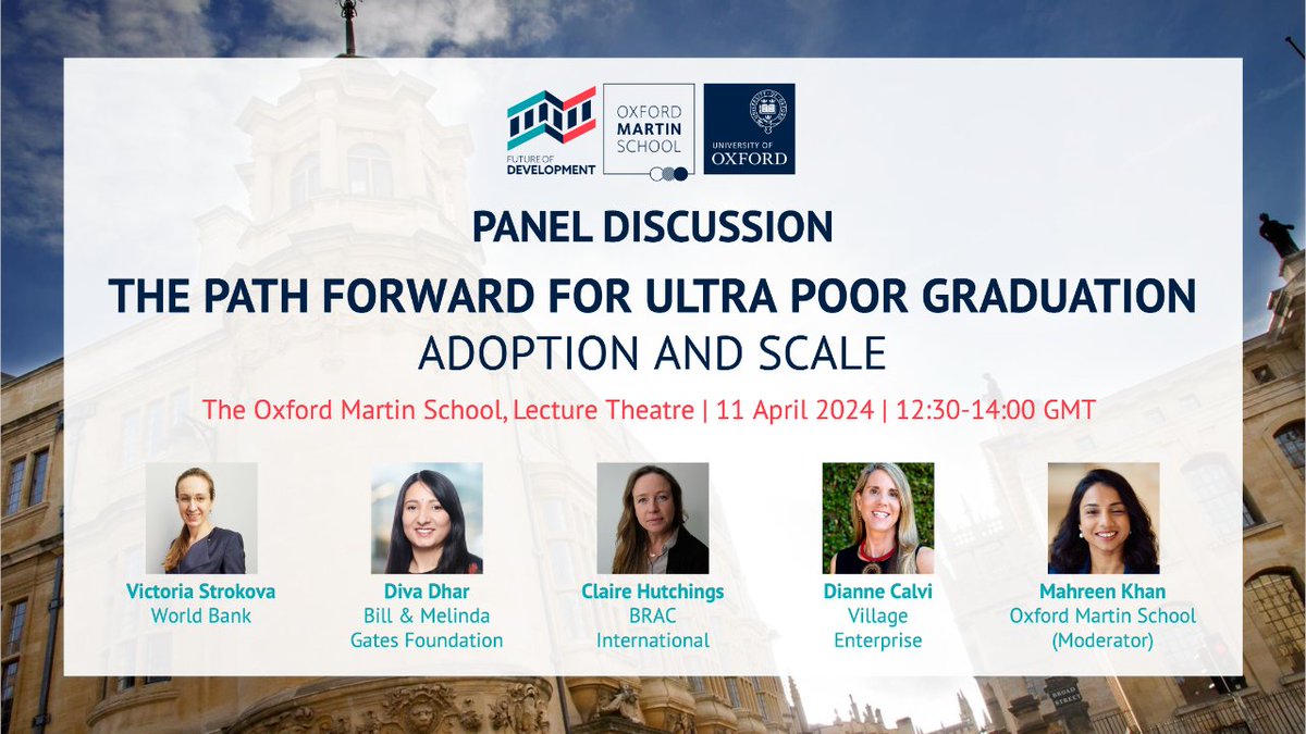 It's still not too late to join a critical discussion on the adoption and scale of the Ultra-Poor Graduation (UPG) approach, which have helped people escape extreme poverty, organised by our Future of Development programme. Register here: eventbrite.com/e/the-path-for…