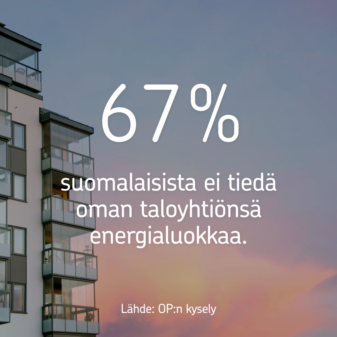 Valtaosa OP Ryhmän kyselyyn vastanneista, taloyhtiössä asunnon omistavista suomalaisista ei tiedä oman kotitalonsa energialuokkaa. Energiatehokkuuden parantaminen vähentäisi päästöjä, säästäisi asukkaiden rahaa ja parantaisi myös asumismukavuutta. Tiedote:…