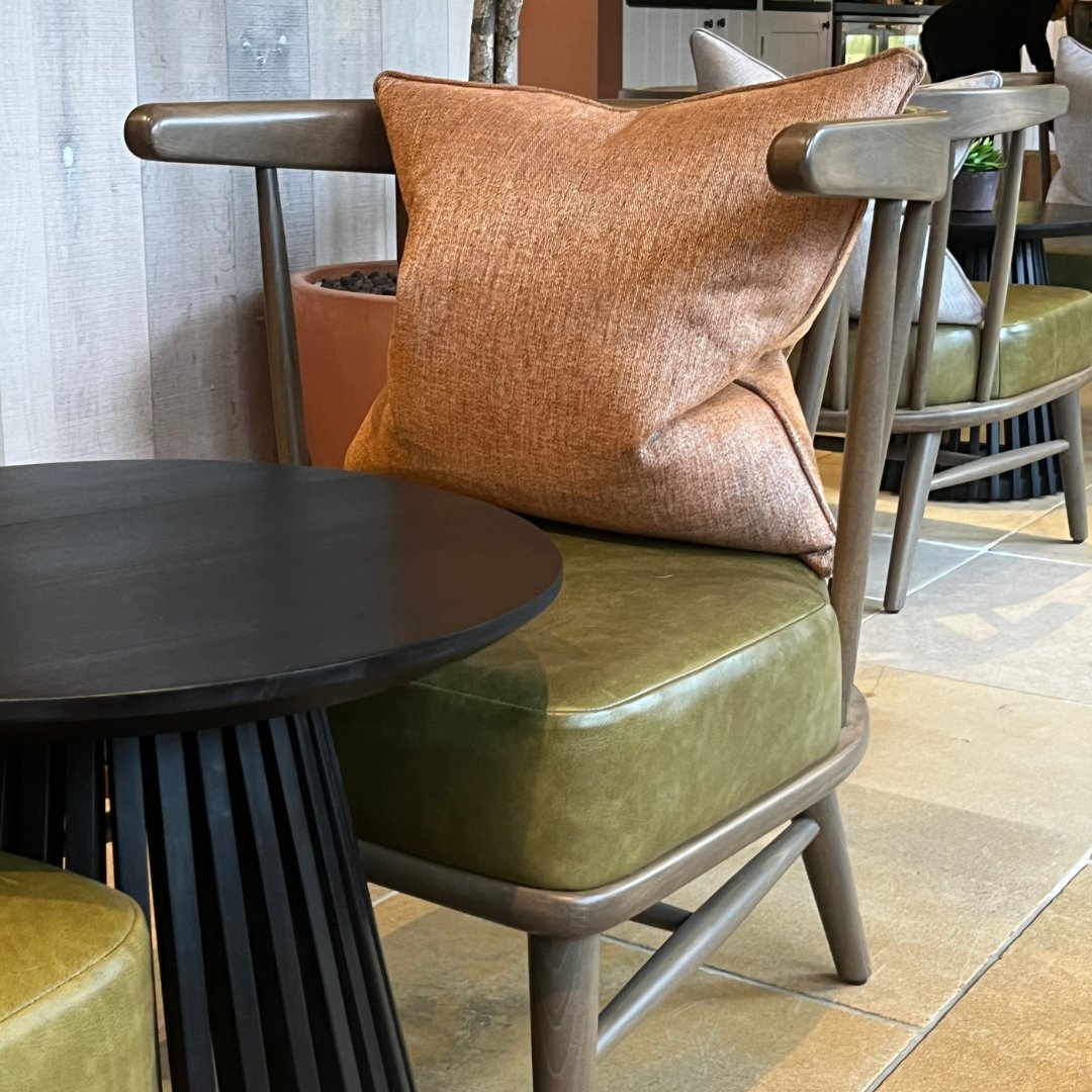 InsideOutLtd's tweet photo. Good morning! Who is ready to relax at Calcot & Spa today? If you go to the Grain Store, be sure to notice the natural colour scheme. The DiCaprio lounge chair showcases upholstery in old English leather in olive which works beautifully with the solid wood frame.
#Calcot https://t.co/KbKUd0A56f