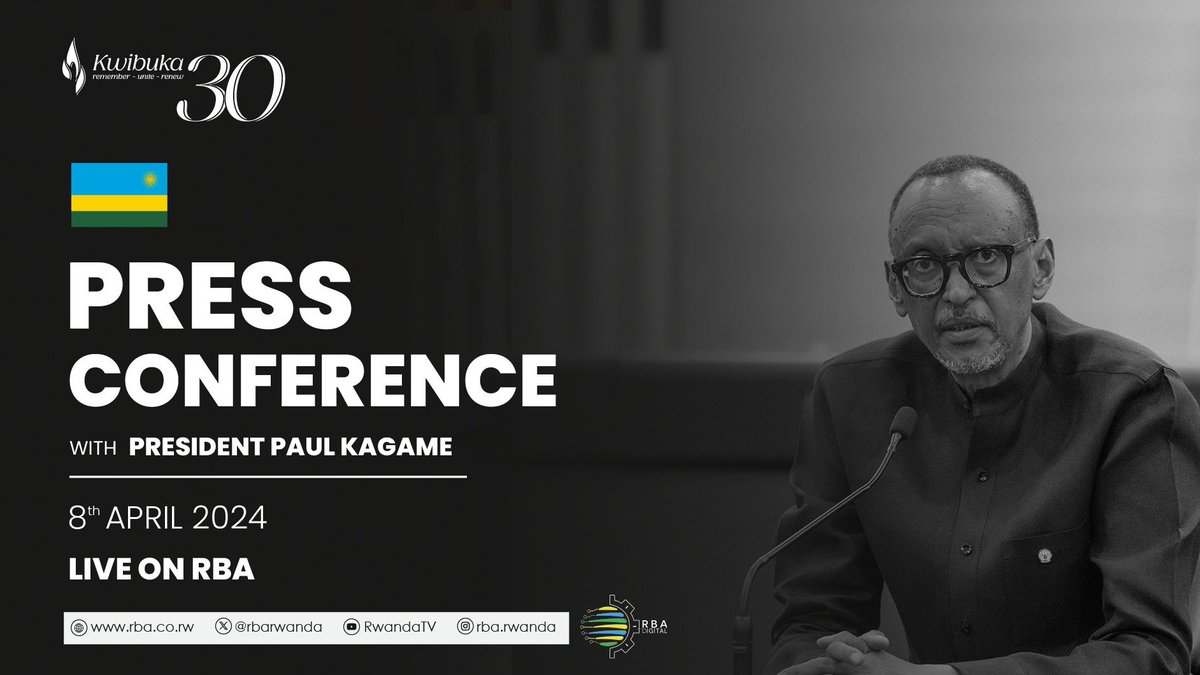 ⚪️Happening Now A Press Conference with President Kagame Tune in live at 👉youtube.com/live/ZkkVD-MNG… #Kwibuka30