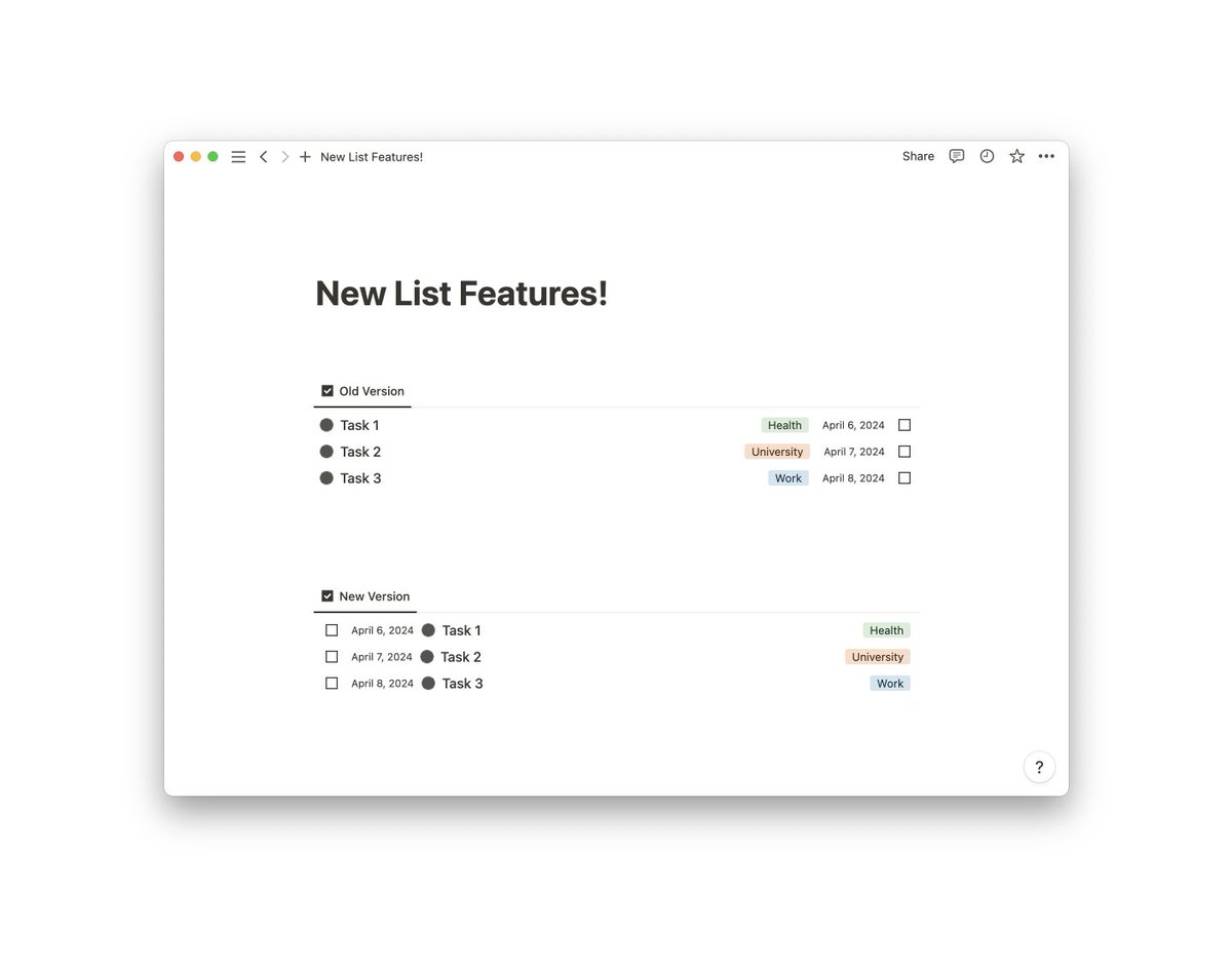 New <a href="/NotionHQ/">Notion</a> soft update!

You can now move properties before the name in list views.

How long have you been waiting for this?