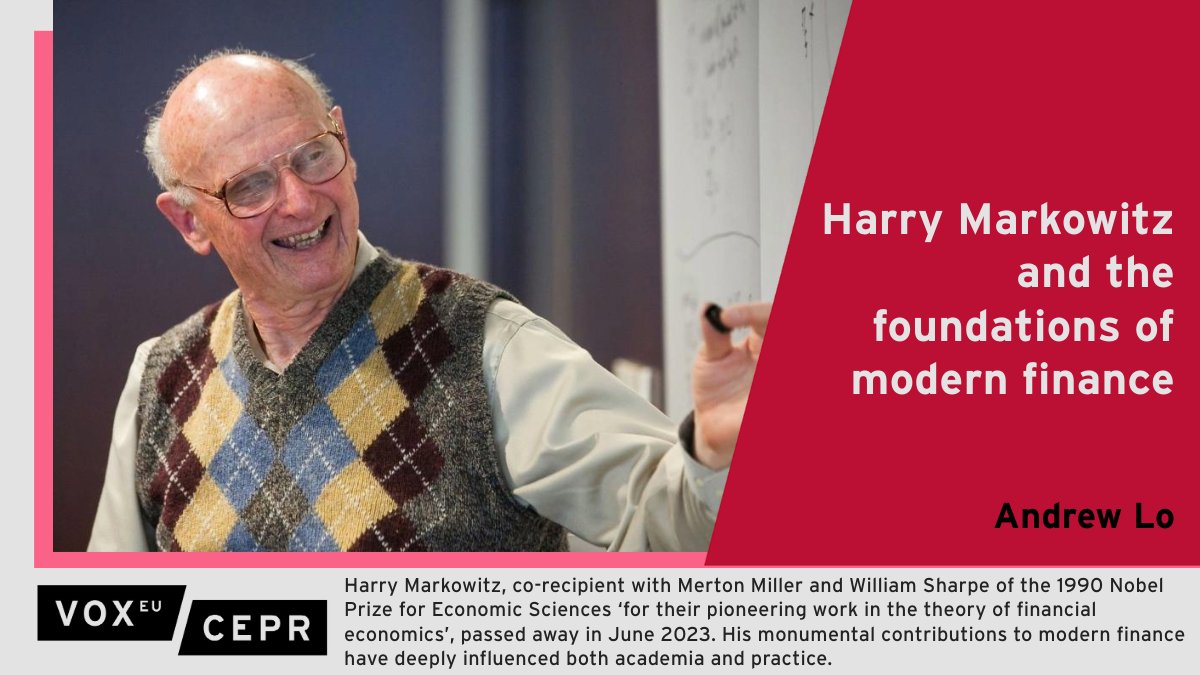 Harry Markowitz's monumental contributions to modern finance have deeply influenced academia and practice. His analysis of portfolio selection & risk management paved the way for a more sophisticated understanding of financial markets. ow.ly/cIvU50QVkRb @AndrewWLo @MITSloan