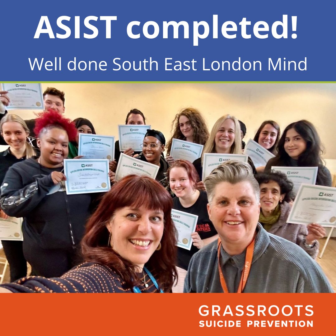 We recently delivered an ASIST course to the lovely @selmindcharity team✨ Now even more people have the skills and confidence to identify, intervene, and safely support those thinking about suicide.❤️ Find out how we can work with your team.👇 ow.ly/Ro1i50QYzQS