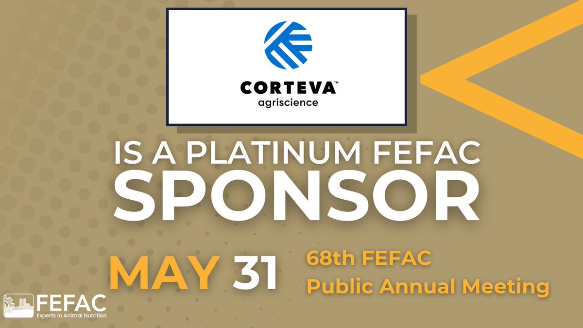 FEFAC take this opportunity to 🙏 our PLATINUM sponsor @corteva ahead of the 68th FEFAC Public Annual Meeting in Brussels on 31 May! 👉lnkd.in/etdXxYsv Learn more about their work at  corteva.com 🙌 Stay tuned!! #FutureOfFeed #FEFACCharter2030