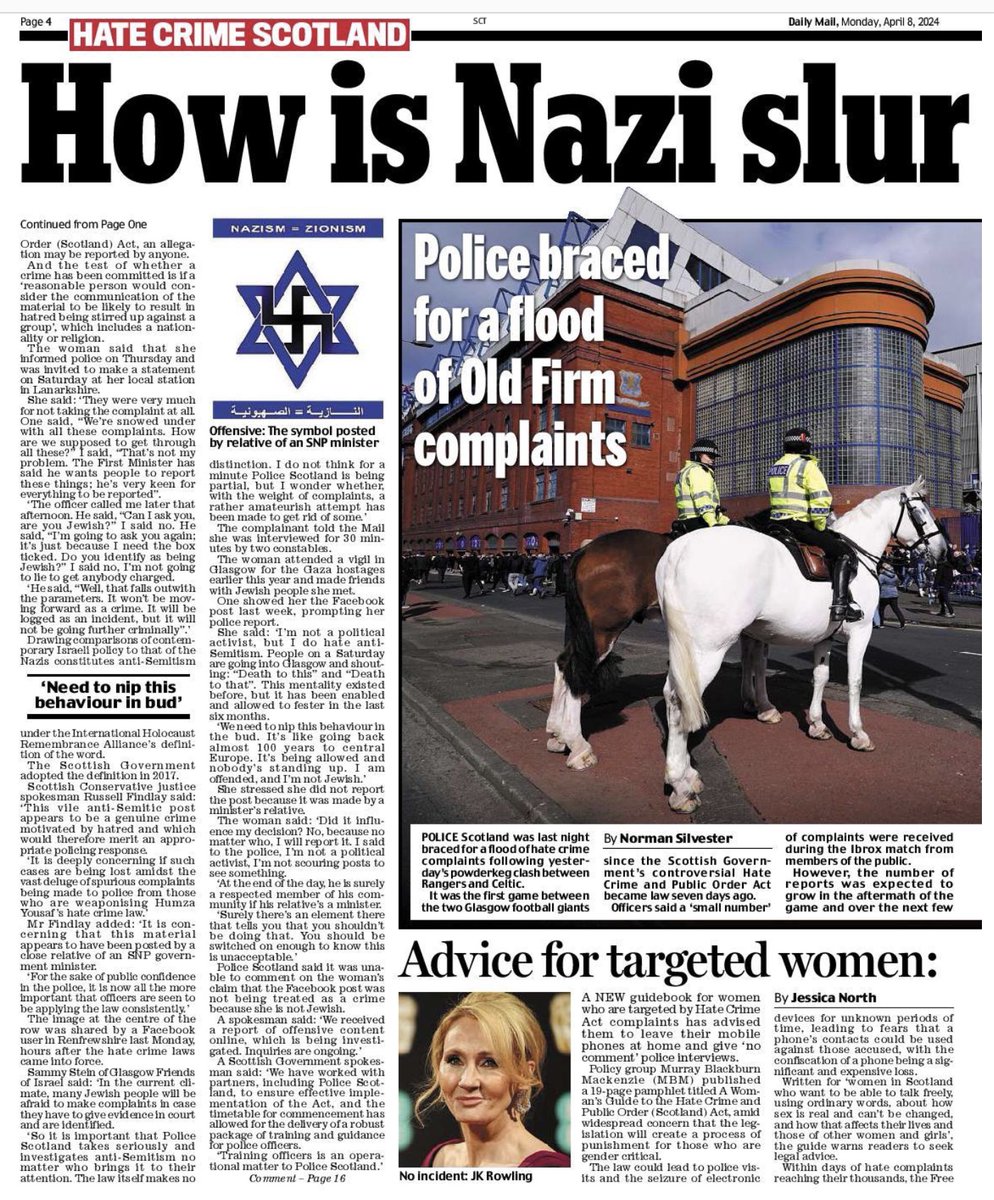 When’s a Hate Crime not a Hate Crime? When it’s committed by the sibling of an SNP Minister… It gets worse. Police Scotland reportedly told the complainer they couldn’t take her complaint of antisemitism because she, herself, isn’t Jewish. That’s not what their policy says!🎪