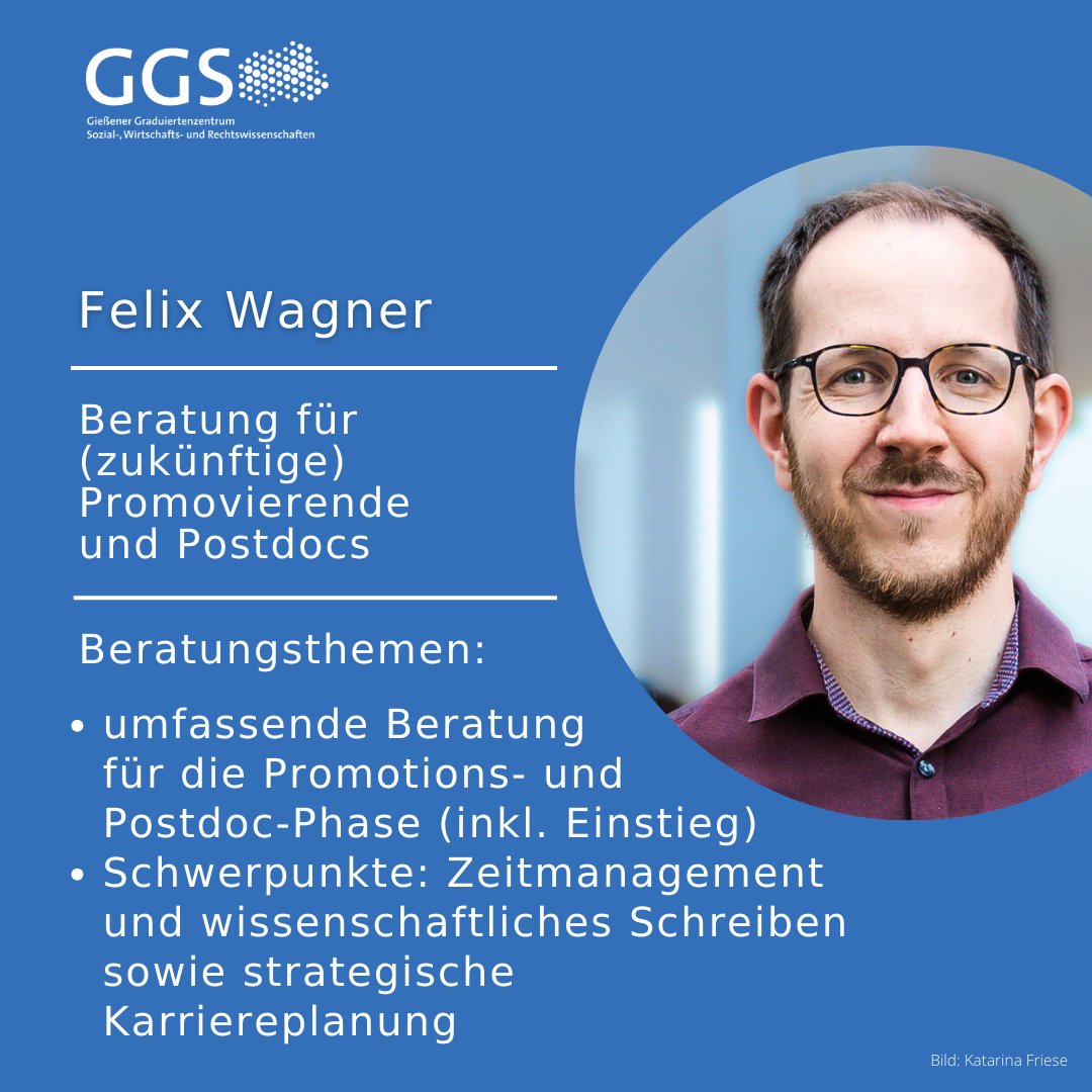 Felix Wagner bietet als Referent für Postdoc-Koordination und Geschäftsführer ein umfassendes Beratungsangebot an: Er kümmert sich um die Anliegen von Postdocs, Promovierenden und Promotionsinteressierten. Unser Anmeldeformular findet ihr hier: bit.ly/3SQ7oxD