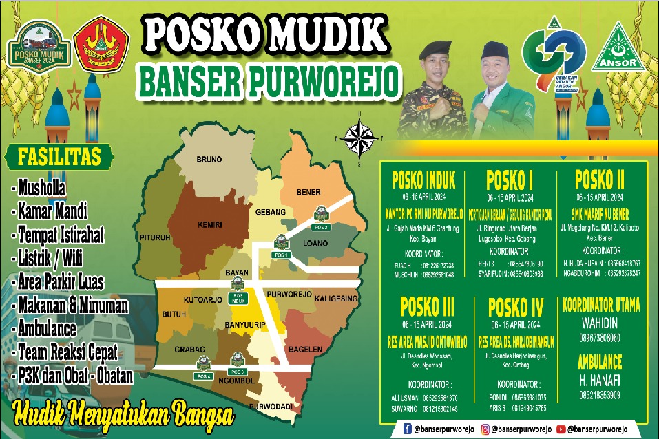 Berikut daftar dan info titik Posko Mudik Ansor-Banser di Jawa Tengah~

Jalur Selatan👇