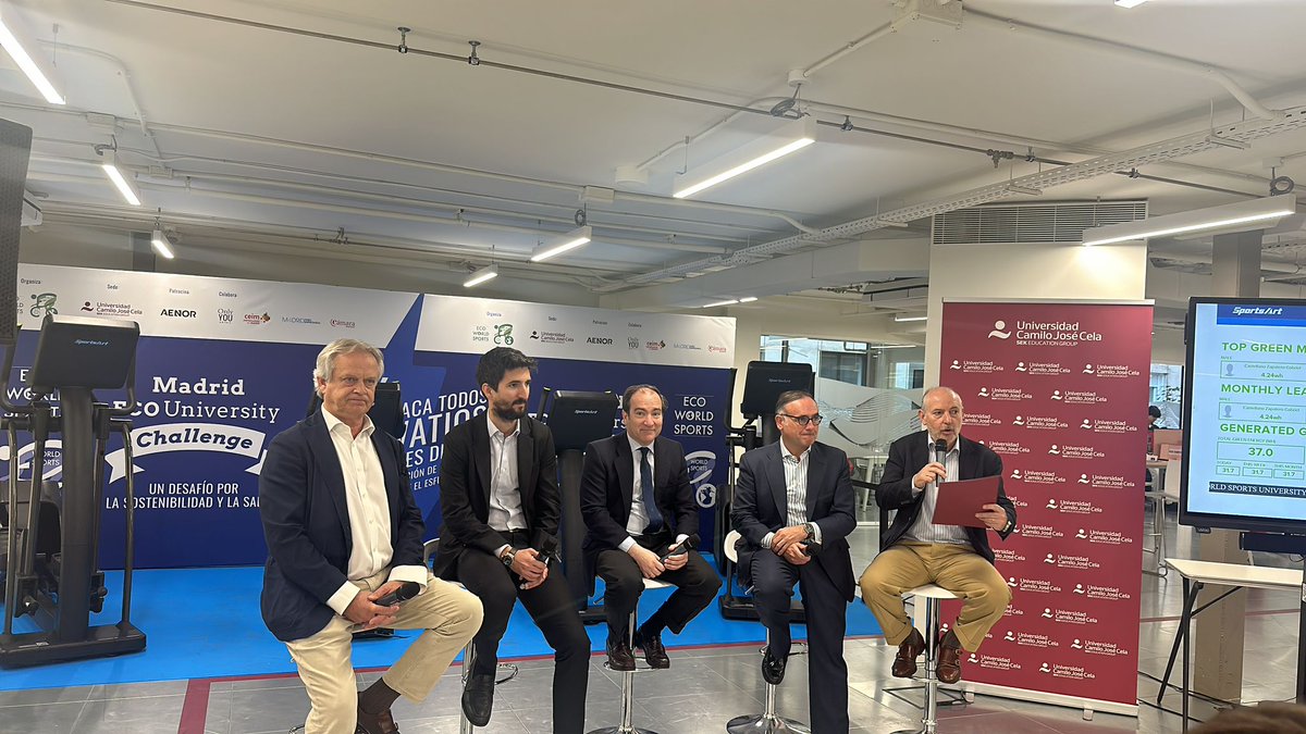 🔵 ¡@madridforo acude a la presentación de 'Madrid Eco University Challenge', la primera competición de generación eléctrica mediante el esfuerzo físico, que pone en marcha nuestro socio @universidadcjc junto a @ecoworldsports! 🚲 ¡Con premios para los que generen más vatios…