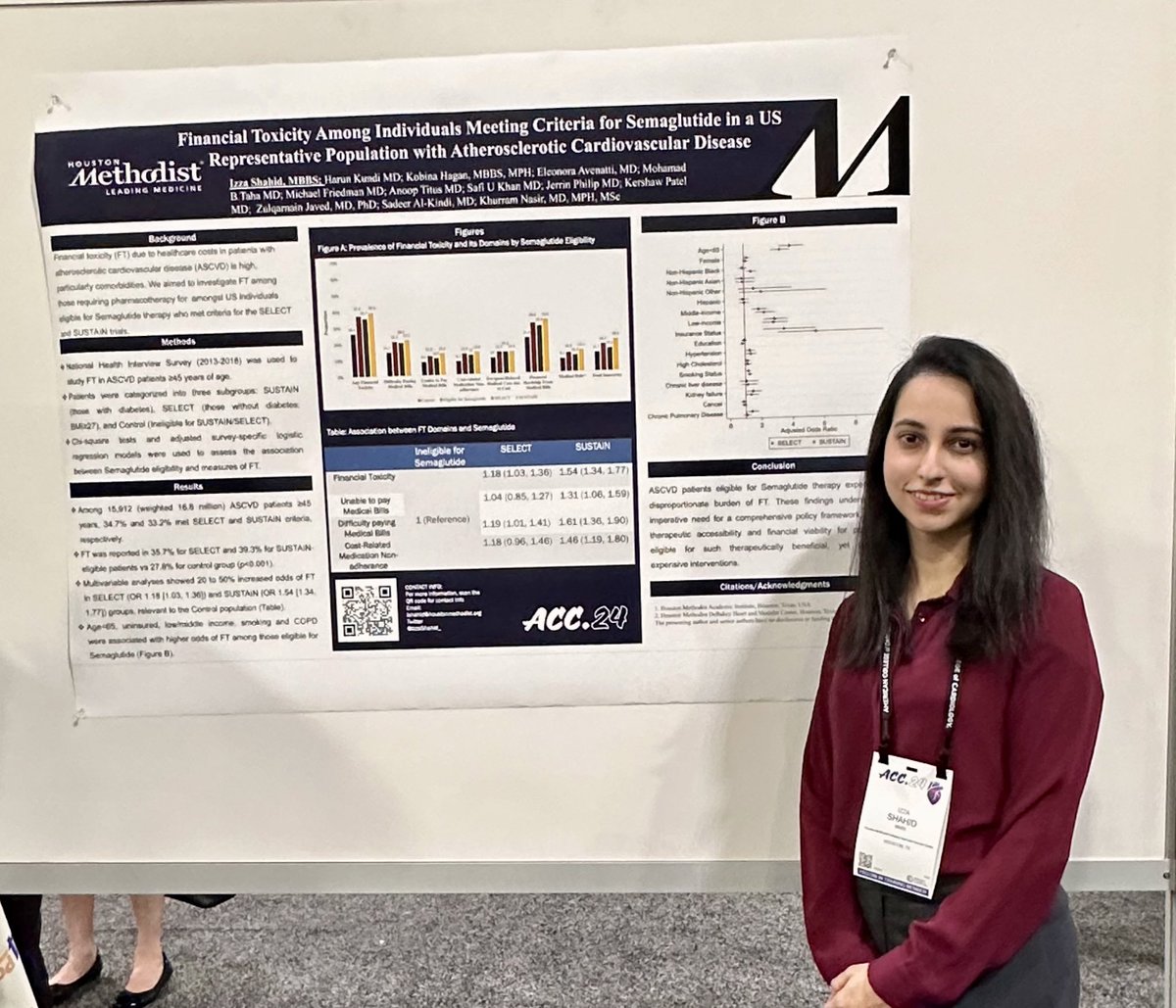 Financial toxicity in pts eligible for Semaglutide in the US: @IzzaShahid_ presents 2 posters regarding predictors of FT and cost-related medication non adherence in a nationally representative cohort. @khurramn1 @Sadeer_AlKindi