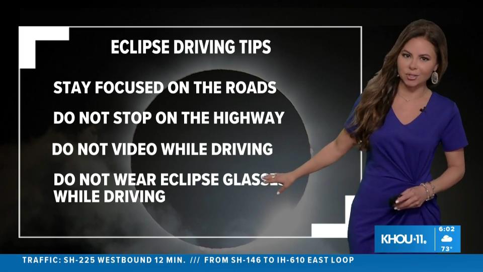 Happy #EclipseDay ... I know it'll be tempting to drive and take a pic or video, but please don't. It's so simple to pull over. #eclipse24 #houtx #houtraffic #TotalEclipse2024 @KHOU