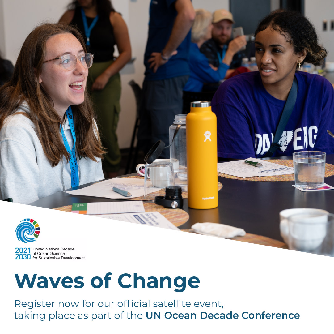Our #UNOceanDecadeConference satellite event is TODAY from 3:30 to 5:30 pm. Join this lively conversation about a youth-driven sustainable #BlueEconomy with Youth Leadership Council alumni Liz Sherr and #YLC member Gisela López Béjar. See you soon! 👇 soifoundation.org/en/bfp/waves-o…