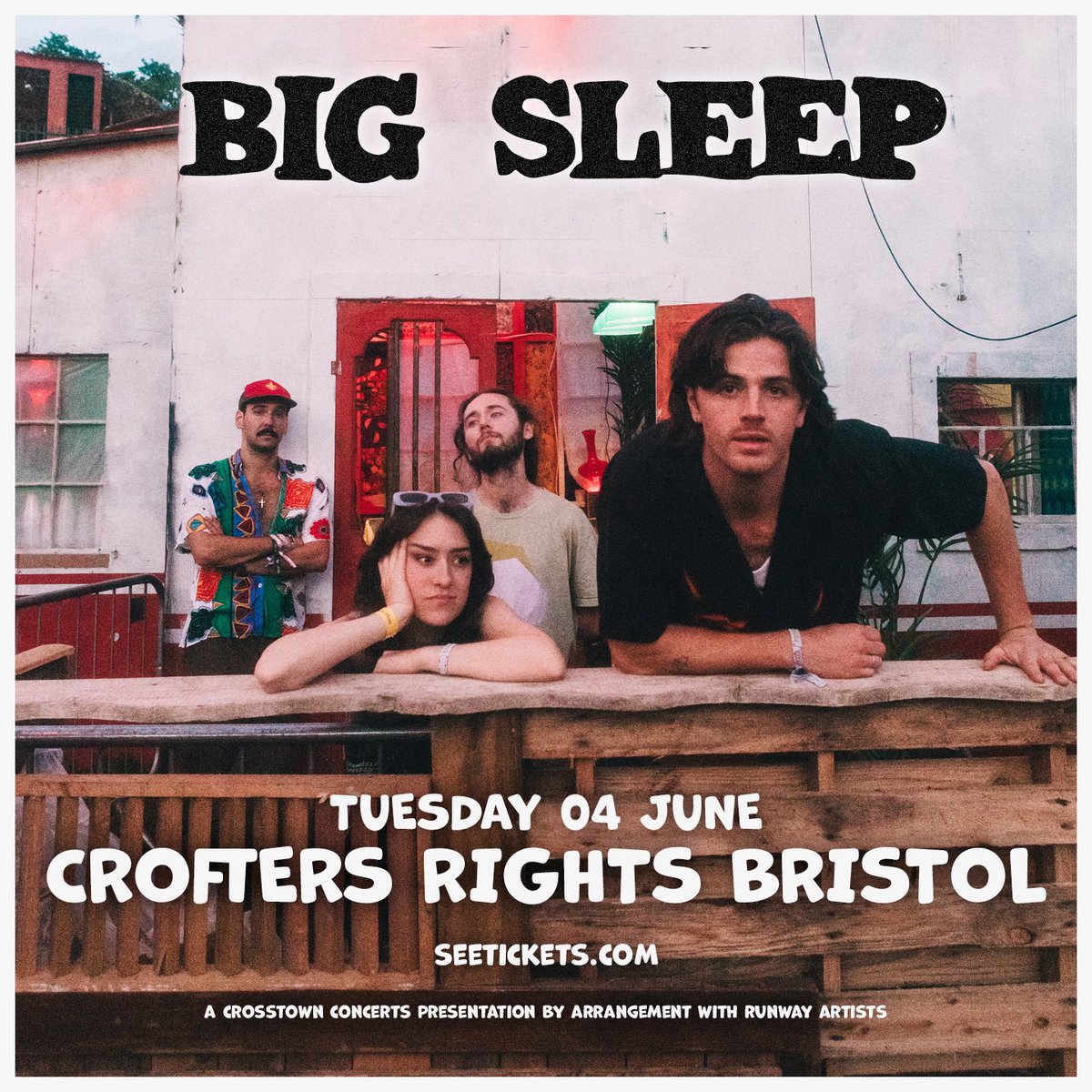 Big Sleep play @Crofters_Rights on Tuesday 4th June. Tickets are on sale Wednesday 10th at 10am: crosstownconcerts.seetickets.com/event/big-slee…