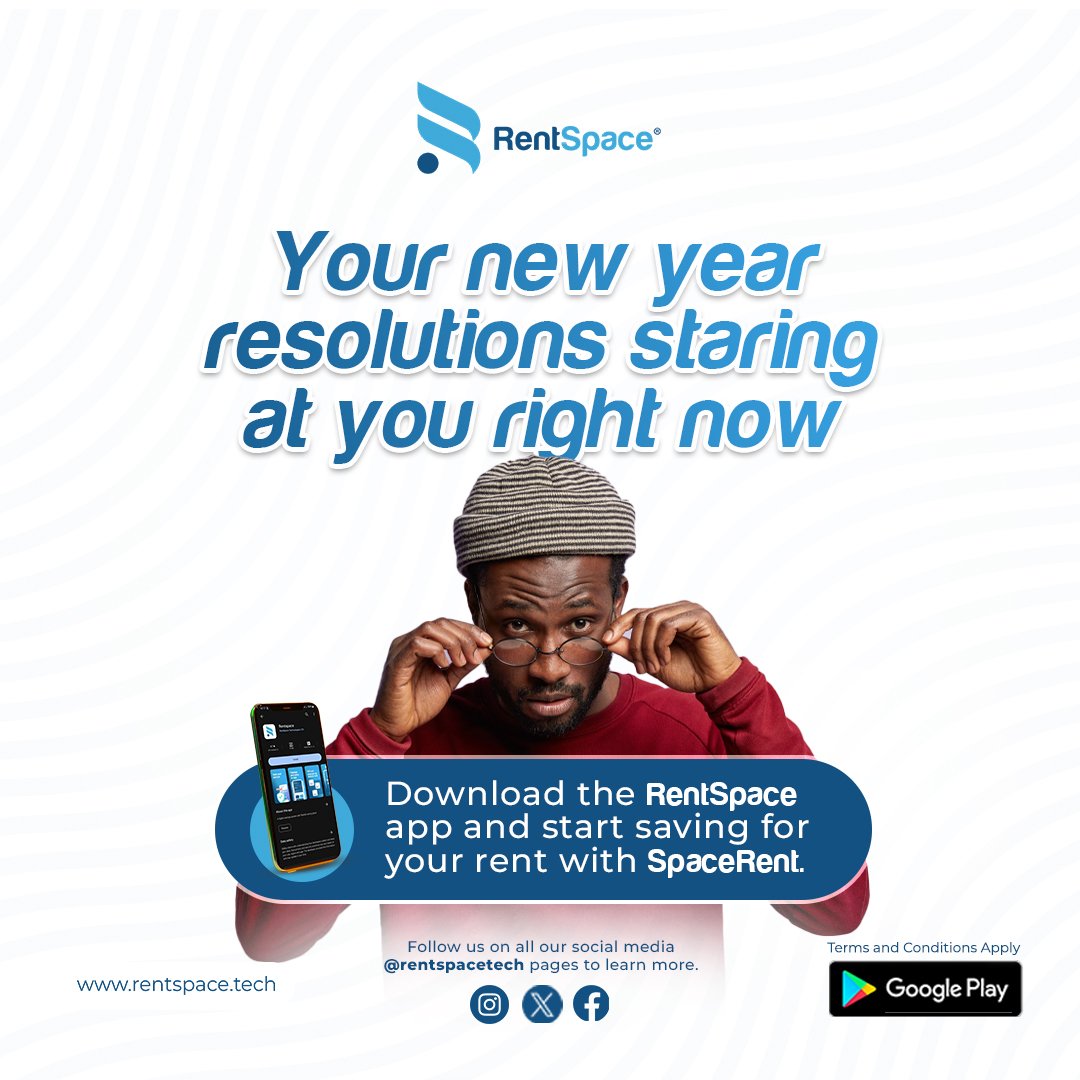 One of your 2024 resolutions was to cultivate a saving habit. What's happening now? 

It's not too late to make things right. Download the RentSpace app from Google Play Store and start saving today!

#savemoney #rent #rentspace #rentinlagos #rentmoney #savings #newyearresolution