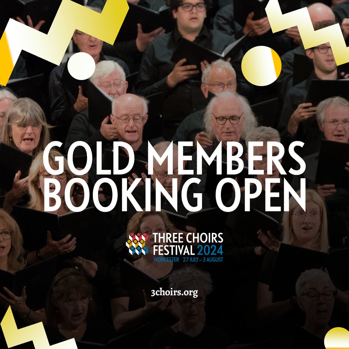 GOLD MEMBERS | Booking begins from 10am today! Simply log-in to 3choirs.org and book now! 📷 3choirs.org/whats-on Please note: We're currently running with reduced staffing on the telephone lines due to illness. We apologise for any inconvenience.
