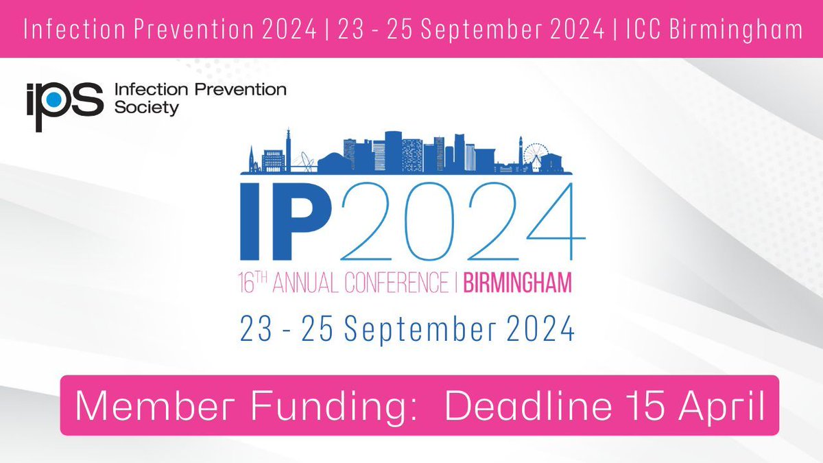 Member funding places for #IP2024Conf closes in 1 week! Find out more and apply online: buff.ly/3x8okch ⏰The deadline for applications is 15 April (Midnight) #InfectionPrevention #IPC #IPSEvents #MembershipBenefit