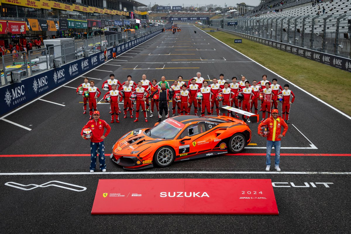 #FerrariChallengeJapan Class of '24 ft. @ScuderiaFerrari. Thanks for a fun weekend in 🇯🇵 @Charles_Leclerc @Carlossainz55 🥳🏁 #Ferrari #Japan