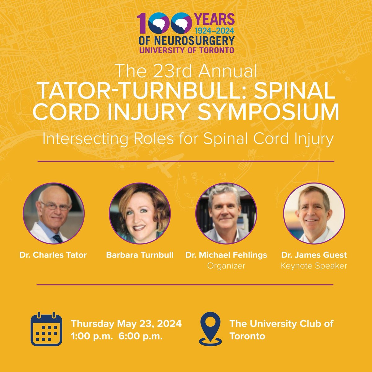 Register now for the 23rd Annual Tator-Turnbull #SpinalCordInjury #Symposium with @CharlesTator @barbturnbull @DrFehlings and James Guest! This year’s topic is ‘Intersecting Roles for Spinal Cord Injury Biologics and #Neuromodulation Therapeutics.’ bit.ly/4aljabN