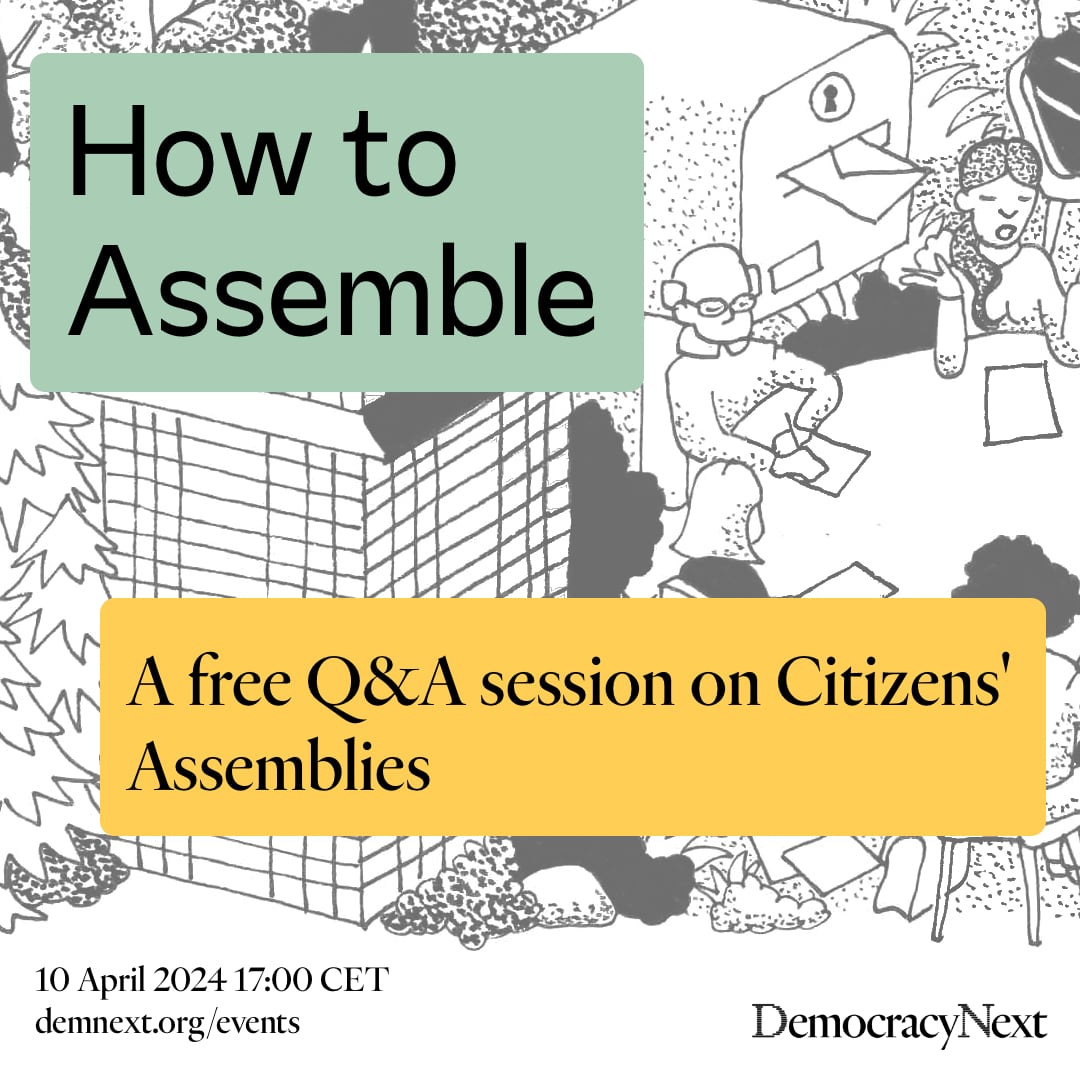 🤔 Have questions about Citizens’ Assemblies and how they work? 1️⃣ See if you can find a quick answer in our Assembling an Assembly Guide: assemblyguide.demnext.org 2️⃣ If you need further advice, drop in this week for a Q&A with our team! demnext.org/events