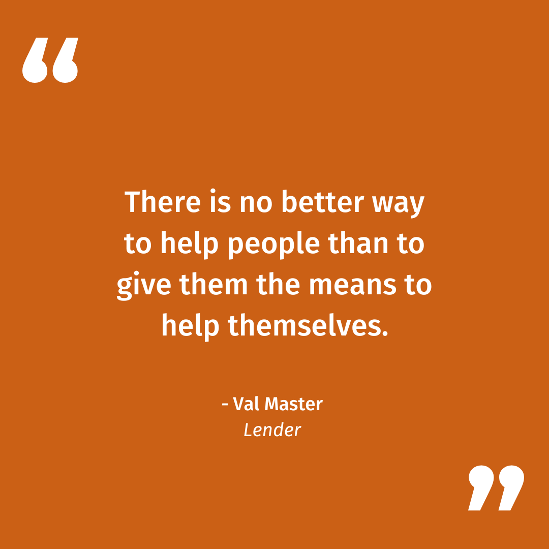 lendwithcare's tweet photo. Lenders are the backbone of our mission. Without you, there would be no loans. Here's what one of our lenders, Val Master, has to say about Lendwithcare. Your support means everything. Thank you! 🧡
#lendwithcare #makealoanchangealife #financialinclusion #microfinance #giving https://t.co/B7zMV2SsMO