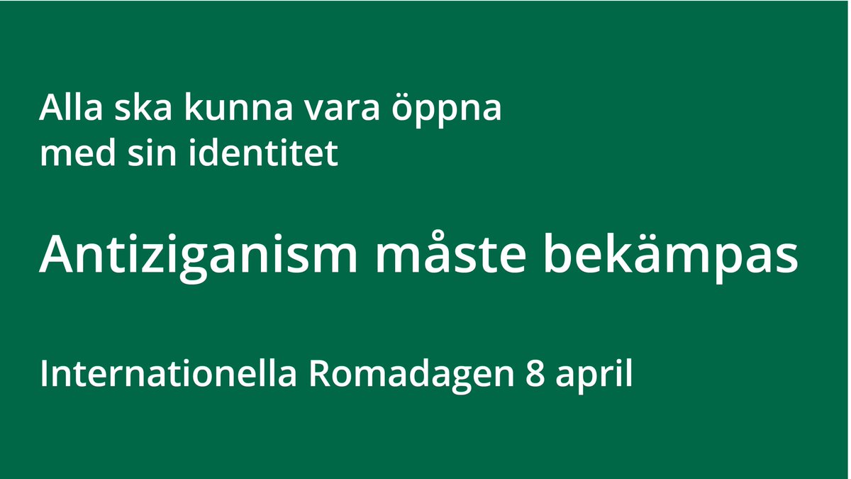 'Idag firas Internationella Romadagen världen över. Antiziganism ska inte stå i vägen för romers möjligheter i livet. Regeringen arbetar aktivt mot antiziganism och andra former av rasism och intolerans.” säger @pau_brandberg. Läs mer: regeringen.se/informationsma…