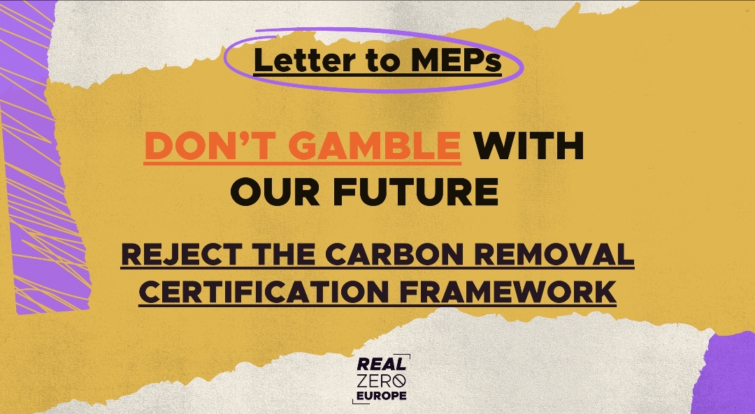 🔴 On April 10, the @Europarl_EN will vote the Carbon Removals Certification Framework (#CRCF). The law relies on the fallacy that emissions can be 'offset' by removing carbon from the atmosphere, delaying real climate action! Read the letter to MEPs👇 i.mtr.cool/ykakaqjmnb