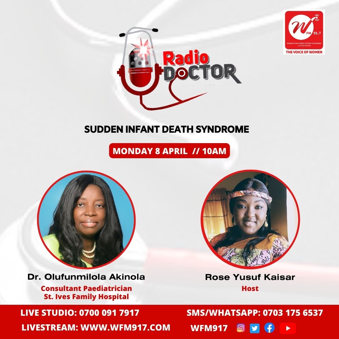 It's time for RadioDoctor on WFM 91.7 where we discuss sudden infant death syndrome: wfm917.com Live stream: 07000 917 917 Sms: 07031 756 537 #HealthEducation #RadioDoctor