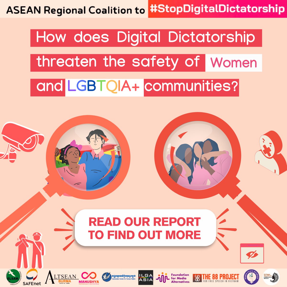 #StopDigitalDictatorship 💗🏳️‍🌈 Learn more about the intersections between the experiences of women’s, LGBTIQA+, and those of other marginalised communities with the issues of Digital Rights in ASEAN countries in the ‘spotlights’ of our Thematic Report!