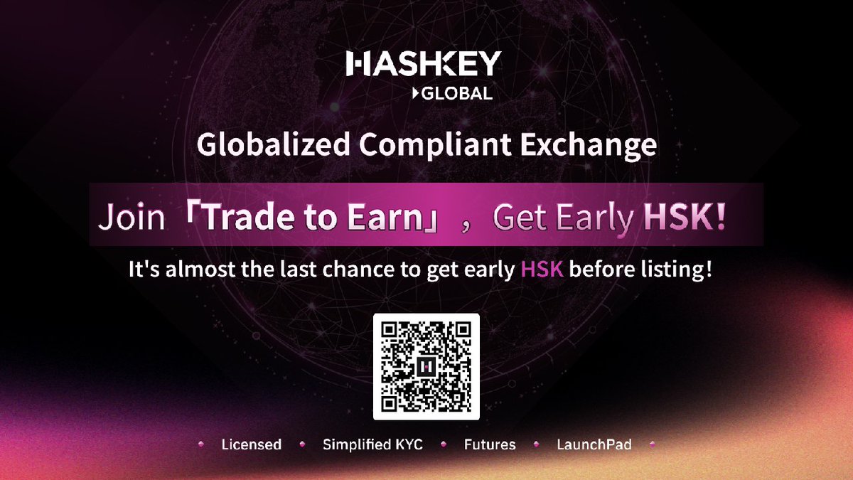 👏It is thrilled to announce HashKey has launched its global exchange, HashKey Global! (Globalized compliant exchange) Positioning it as a competitor to Coinbase International! Aiming to become the No.1 compliant exchange in the Eastern market. 🎉 「HSK」HSK is the common…
