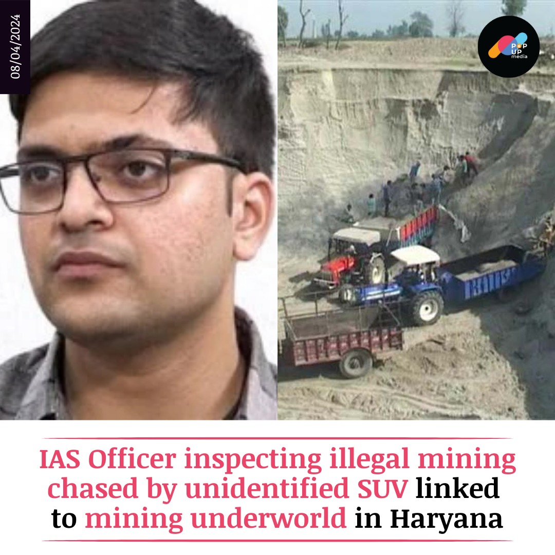 PopUpMediaIndia's tweet photo. The incident fuels concerns over the dangerous nexus between illegal mining activities and officials' safety. Yash Jaluka, 29, is a 2021-batch IAS officer, and is currently posted as SDM Naraingarh in Ambala district.
.
.
#popupmedia #ias #ips #IllegalMining #UnderworldConnection https://t.co/Cn0E88MMKI