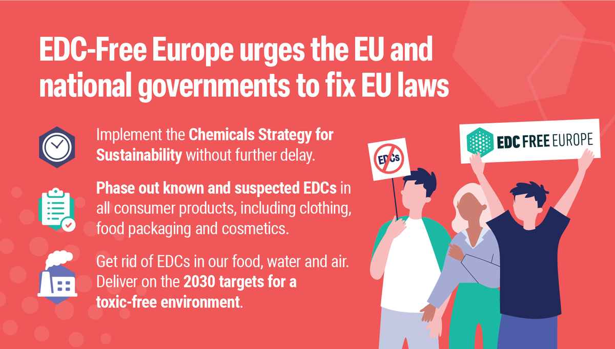 🚨 Exposure to #EndocrineDisruptors is linked to thyroid disorders, certain cancers and infertility problems. 📢 We're calling on the EU and national governments to take action and reduce our exposure. Check out our 🆕 infographic ➡️ bit.ly/4akpccD #EDCFree #ToxicFree