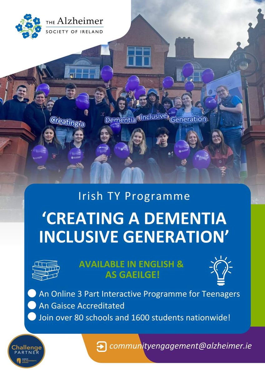 Join us as we embark on the third year of our TY Programme, 'Creating a Dementia Inclusive Generation.' Over 1200 students have already participated and can't recommend it enough! Our goal is to remove the stigma associated with dementia and empower students with the knowledge…