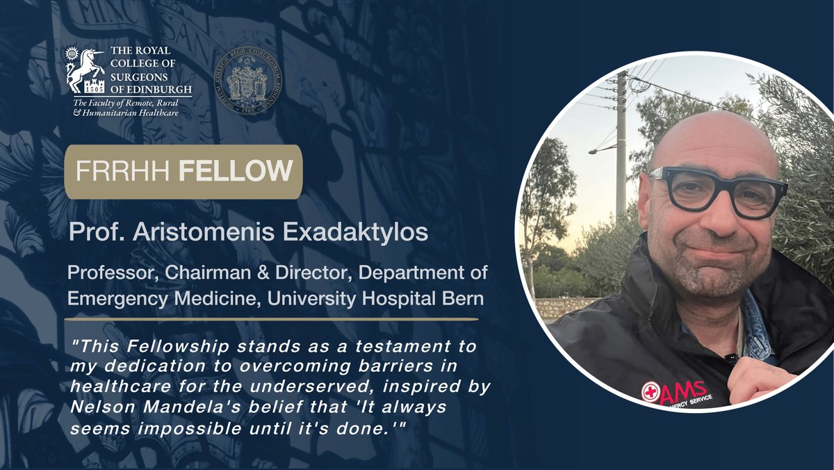 New Fellow, Prof. Aristomenis Exadaktylos is Chairman and Director of the Department of Emergency Medicine, University Hospital Bern. He says the Fellowship is a testament to his dedication to overcoming barriers in healthcare. Read more: bit.ly/43uYfjN #FRRHHFellow