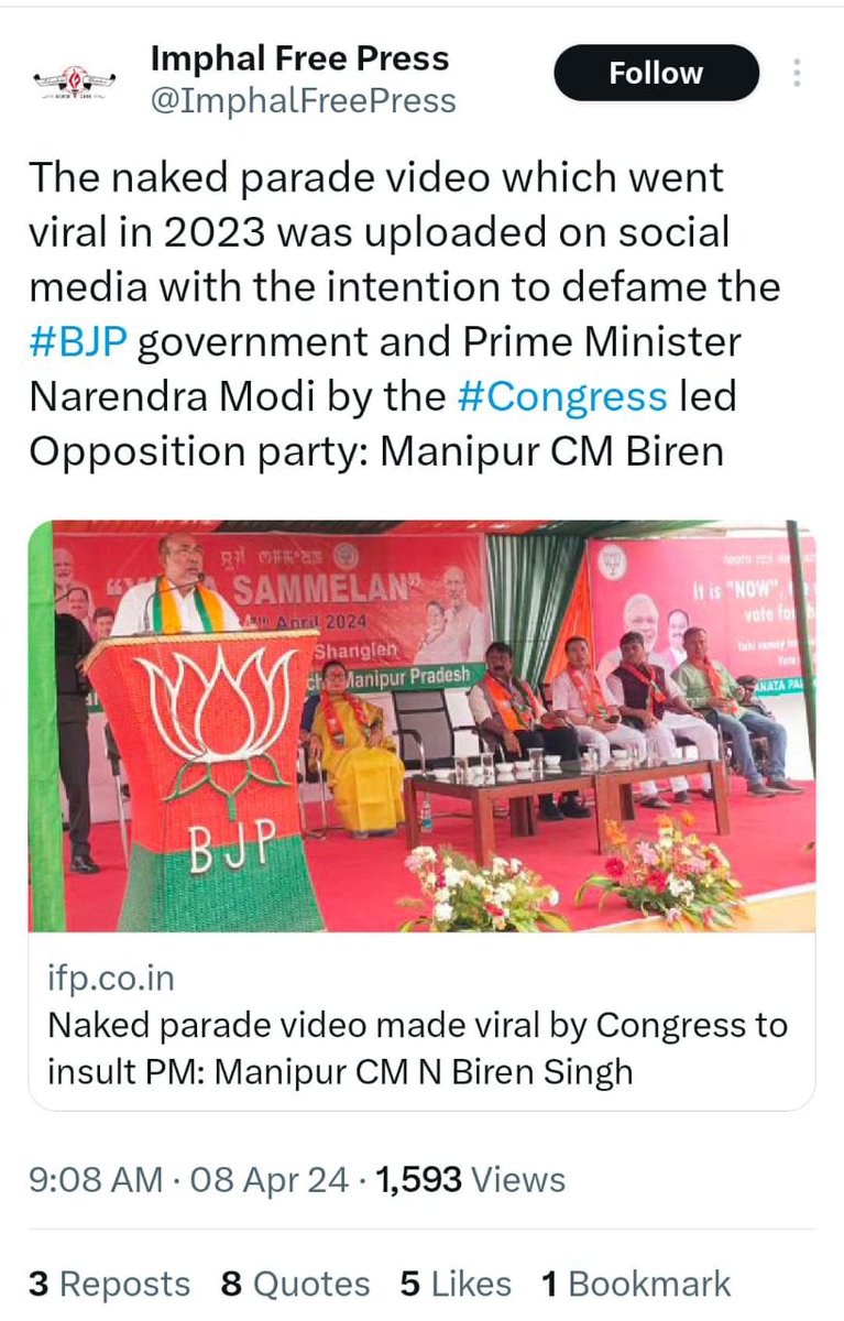 #MANIPUR 🛑 : How on earth are you going to divert. If those paraded naked be your two wife or say one of your wife and daughter, will you present this way Mr. <a href="/NBirenSingh/">N. Biren Singh</a>. Tha world knows, thanks for exposing yourself.
<a href="/worldwomanfund/">World Woman Foundation</a>
<a href="/WorldWomen/">Women for the world.</a>
<a href="/WorldWoman_NEWS/">World Woman News</a>
<a href="/BBC/">BBC</a>
<a href="/CNN/">CNN</a>